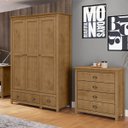 Ver imagem 1 de Conjunto Quarto: Guarda-roupa 3 Portas, Cômoda 4 Gavetas Freijó Topázio Madeira Pinus - Finestra