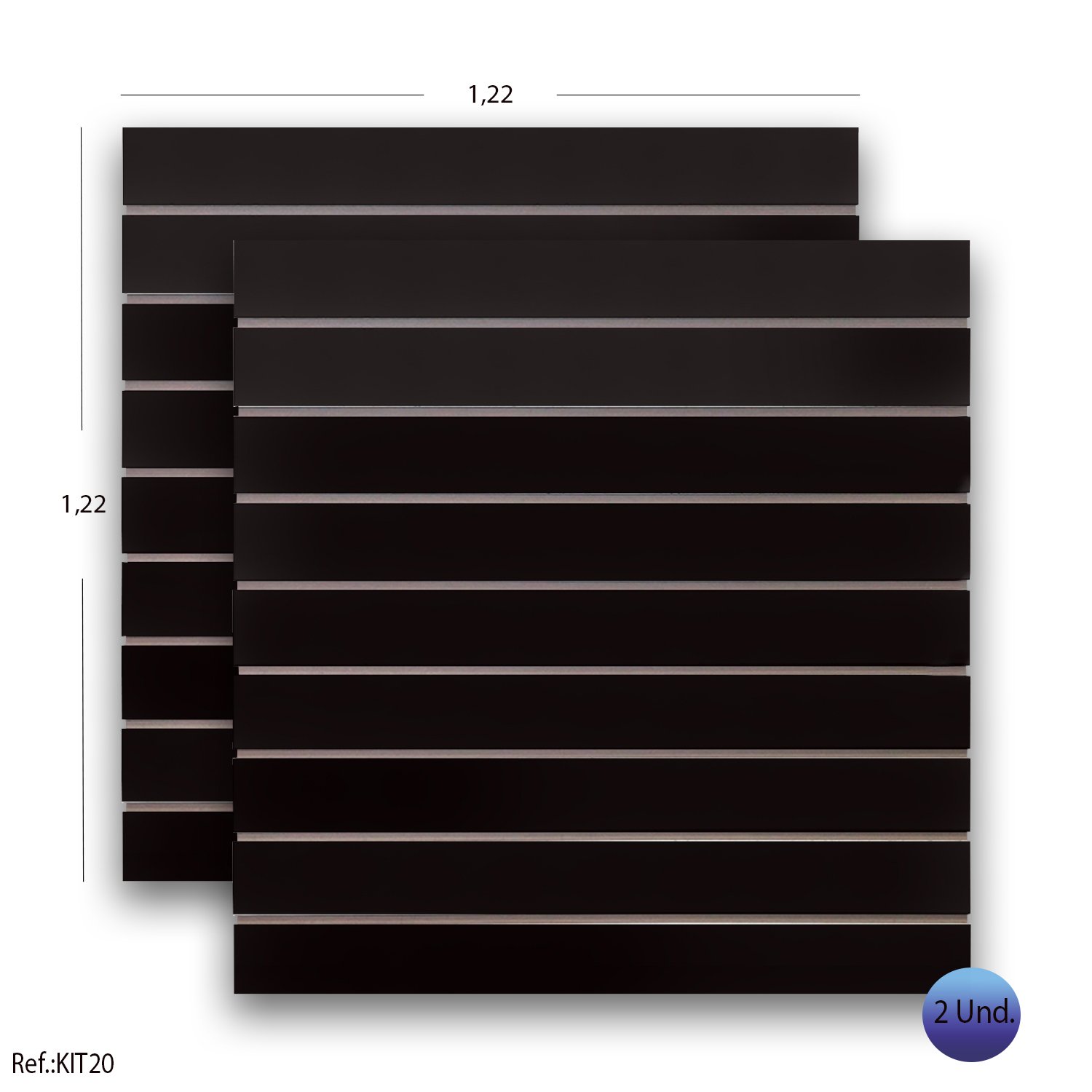 2 Paineis canaletado Preto 1,22 x 1,22