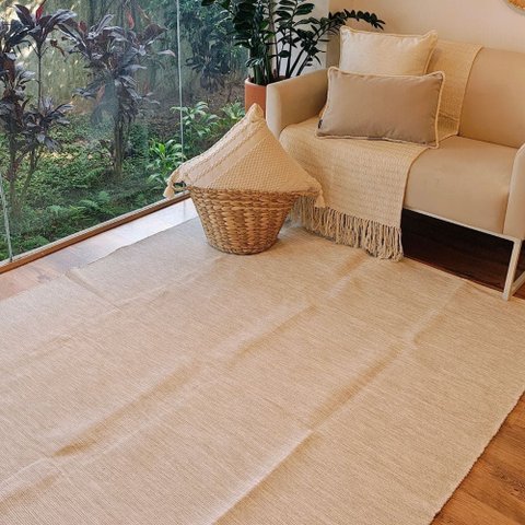 Tapete Artesanal Algodão Sala Quarto Slim Fendi Claro Mesclado 200 x 250