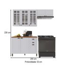 Ver imagem 4 de Cozinha Compacta Bariloche 8 Portas 2 Gavetas com Vidro e Tampo 100% MDF 6225 Branco - Indékes