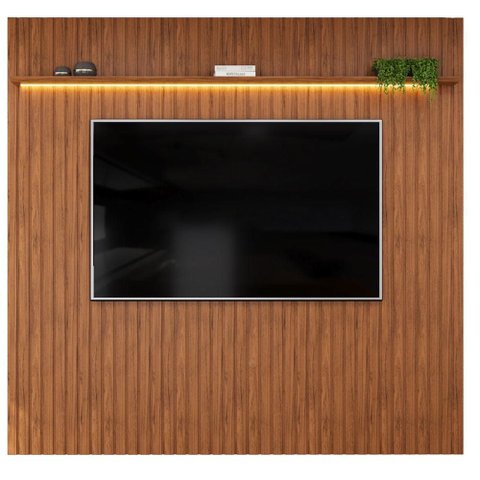 Painel para TV Trento 250 Ripado Freijó com LED-DJ Móveis