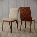 Ver imagem 5 de Conjunto 2 Cadeiras Henn Pietra para Mesa de Jantar Suede Corano Pés em Madeira Maciça