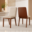 Ver imagem 1 de Conjunto 2 Cadeiras Henn Pietra para Mesa de Jantar Suede Corano Pés em Madeira Maciça