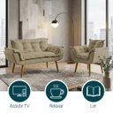 Ver imagem 3 de Kit Namoradeira e Poltrona Decorativa para Sala Recepção Manicure Consultório Alice Tecido Suede