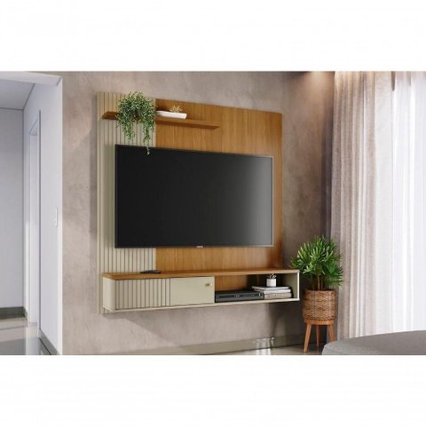 Home Theater Aurora para TV até 65" 160cm MDF-MDP Bege Madetec Móveis