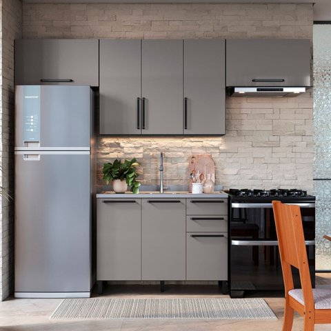 Cozinha Modulada Compacta 4 Peças Diamante Cinza/Chumbo/Titânio