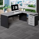 Ver imagem 1 de Mesa L 1,50m C/ Gaveteiro Organizador 4 Gavetas Pé Painel F5 Cor:cinza Sagrado com Preto