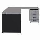 Ver imagem 4 de Mesa L 1,50m C/ Gaveteiro Organizador 4 Gavetas Pé Painel F5 Cor:cinza Sagrado com Preto