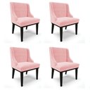 Ver imagem 1 de Kit 4 Cadeiras Estofadas para Sala de Jantar Base Fixa de Madeira Preto Lia Suede Rosa bebê - Ibiza