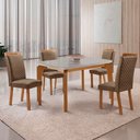 Ver imagem 2 de Mesa de Jantar Liz 120cm Tampo MDF Vidro Canto Copo com 4 Cadeiras Lorena