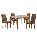 Ver imagem 1 de Mesa de Jantar Liz 120cm Tampo MDF Vidro Canto Copo com 4 Cadeiras Lorena