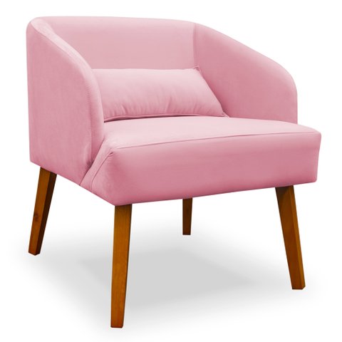 Poltrona Decorativa Virgínia Veludo Rosa - Montanaris Decor Md Montanaris Decor
