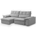 Ver imagem 6 de Sofá Retrátil Reclinável 3 Lugares Sala de Estar 245cm Camões F04 Linho Cinza - Lyam Decor