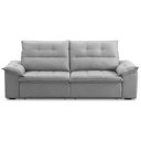 Ver imagem 2 de Sofá Retrátil Reclinável 3 Lugares Sala de Estar 245cm Camões F04 Linho Cinza - Lyam Decor
