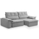 Ver imagem 1 de Sofá Retrátil Reclinável 3 Lugares Sala de Estar 245cm Camões F04 Linho Cinza - Lyam Decor