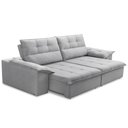Ver imagem 5 de Sofá Retrátil Reclinável 3 Lugares Sala de Estar 245cm Camões F04 Linho Cinza - Lyam Decor