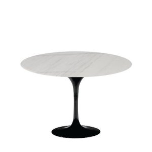 Mesa de Jantar Saarinen Tulipa Redonda - 80 Cm - Marmore Espirito Santo - Base Preta