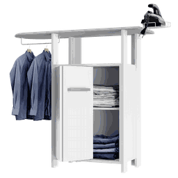 Passadeira Panto Movel para passar roupa c/Tecido Térmico porta e prateleira-Branco multivisao PASSA - 2