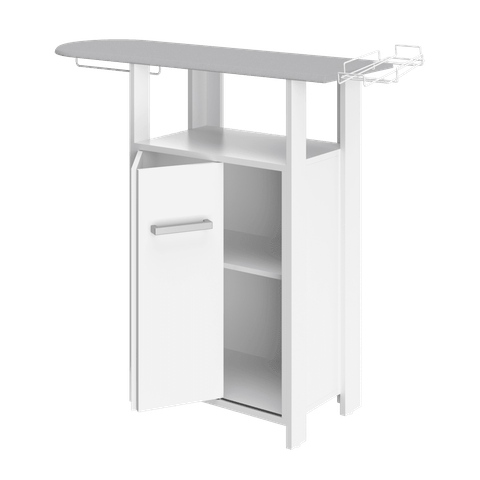 Passadeira Panto Movel para passar roupa c/Tecido Térmico porta e prateleira-Branco multivisao PASSA