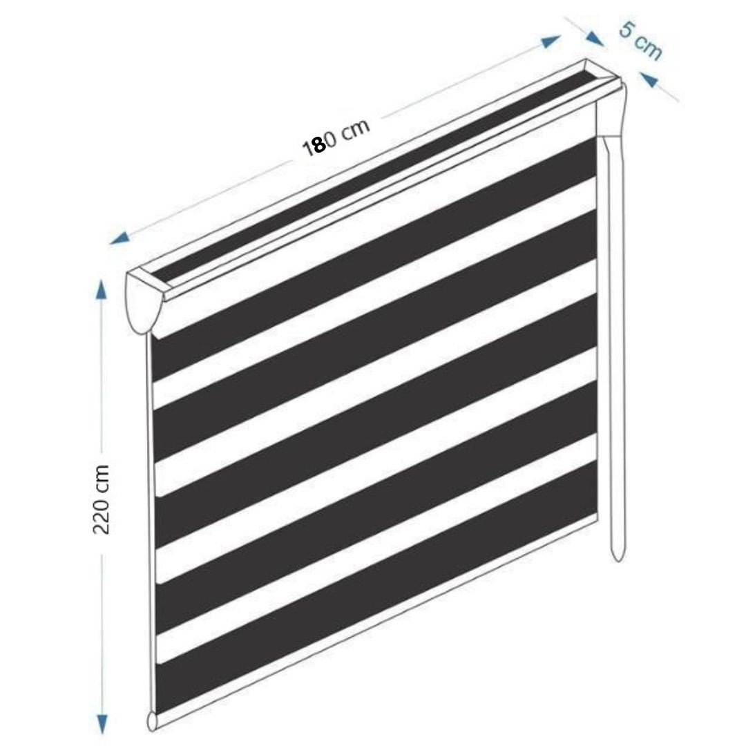 Persiana Rolo Duplo Tecido Zebra Cinza 180 (l) X 220 (a) Double Vision C/ Bandô e Kit Instalação - 8