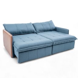 Sofá Cama Casal 2 Lugares 2,50m Domani Linho Azul - Loja Sheep - 6
