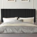 Ver imagem 1 de Painel Estofado Grécia Solteiro Madeira Maciça Suede Preto Gat Magazine 100cm