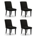 Ver imagem 1 de Cadeira Sala de Jantar Base Madeira Preto Kit 4 Sofia Suede Preto D03 - D'Rossi