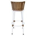 Ver imagem 6 de Banqueta Alta Branco com Encosto Junco Dourado, Aço Carbono, Assento Estofado - Cozinha Balcão