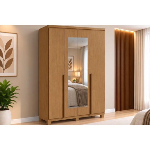 Guarda Roupa 4 Portas 2ESP 2g Pé Alonzo Lopas Amêndoa