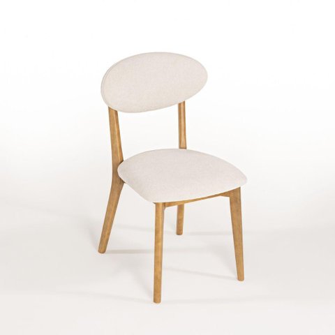 Cadeira Estofada Trina Modelo Orgânico Cor Freijó Tecido Bouclê 125 Confortável e Resistente