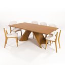 Ver imagem 3 de Cadeira Estofada Trina Modelo Orgânico Cor Freijó Tecido Bouclê 125 Confortável e Resistente