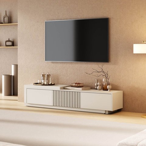 Rack Extensível para TV até 60 Polegadas 220cm Portas Ripadas Aruá CabeCasa MadeiraOriginals