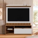 Ver imagem 1 de Estante e Home Theater Ripado para TV até 60 Polegadas 150cmx182,5cm Diamantina Marrom Amêndoa/Off White