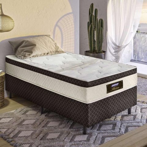 Cama Box Conjugado Solteirão com Colchão 98x65x198 Ibiza Gazin Cr35367 Areia-marrom