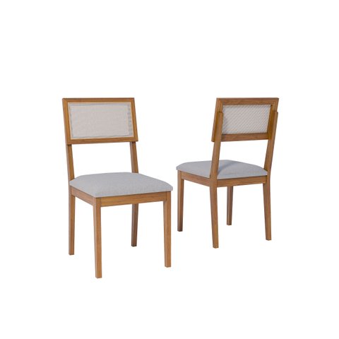 Kit 2 Cadeiras para Sala de Jantar Encanto Marrom/Freijó/Cinza