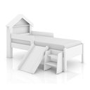 Ver imagem 1 de Cama Casinha Infantil Castelo para Quarto da Criança com Escorregador e Escada Moderna Cor Branco