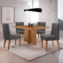 Ver imagem 1 de Mesa Olimpia 90 Mdf com 4 Cadeiras Safira Veludo Grafite/naturalle/naturalle