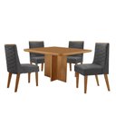 Ver imagem 2 de Mesa Olimpia 90 Mdf com 4 Cadeiras Safira Veludo Grafite/naturalle/naturalle
