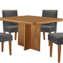 Ver imagem 3 de Mesa Olimpia 90 Mdf com 4 Cadeiras Safira Veludo Grafite/naturalle/naturalle