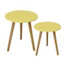 Conjunto Mesa Lateral Redonda Luxor Linha Clean Bolzan em MDF e Pés Palito Maciços - Amarelo - 1