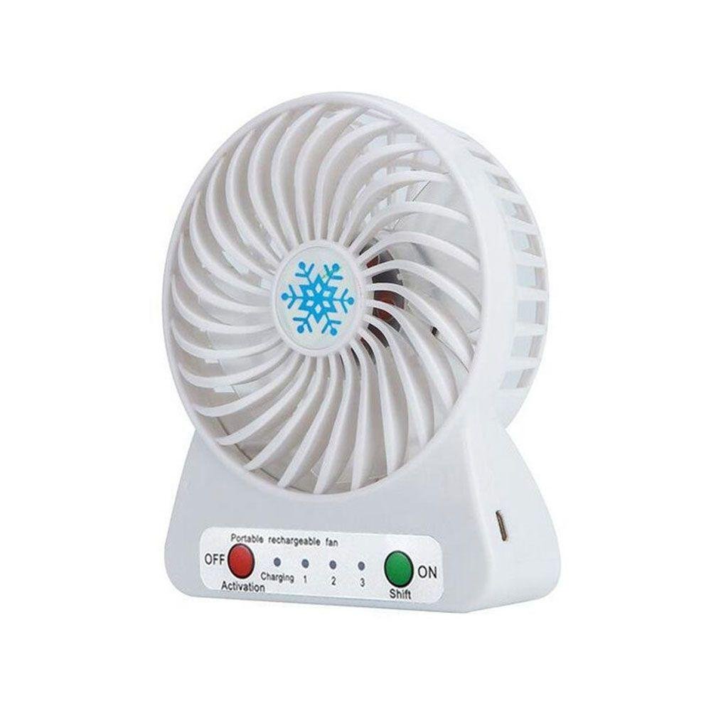 Mini Ventilador Portátil Bateria Recarregável Dobravel 3 Velocidades Branco - 2