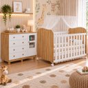 Ver imagem 1 de Kit Quarto de Bebê Berço com Cômoda Uli Branco/Amêndoa