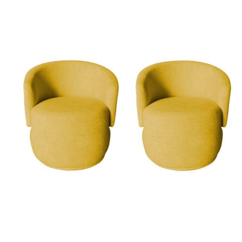 Kit 2 Poltronas Decorativa Beatriz Orgânica Couro Amarelo