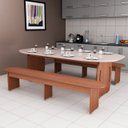 Ver imagem 2 de Conjunto Mesa e Bancos Oval Moderno para Cozinha e Sala de Jantar