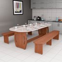 Ver imagem 3 de Conjunto Mesa e Bancos Oval Moderno para Cozinha e Sala de Jantar