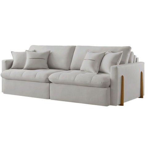 Sofá Cama A304 3 Lugares Retrátil e Reclinável 220cm Cinza Linho Meu Sofá Online