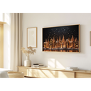 Ver imagem 1 de Quadro Decorativo N°237 160x90cm - Panorâmico - Vila de Inverno Iluminada - Madeira Clara - Rollflex
