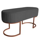 Ver imagem 1 de Banco Recamier Decorativa Sala Estar Recepção Escritório Luana Base Bronze Veludo Cinza