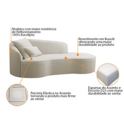 Divã Recamier Curvo Sala de Estar Inglaterra Lado Direito 200cm Bouclé Bege - Incasa Decor - 4