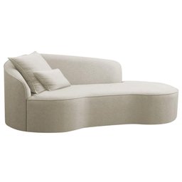 Divã Recamier Curvo Sala de Estar Inglaterra Lado Direito 200cm Bouclé Bege - Incasa Decor - 1